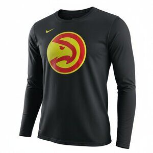 Nike Atlanta Hawks Dri Fit Shirt Mens XL Black Long Sleeve NBA Tee